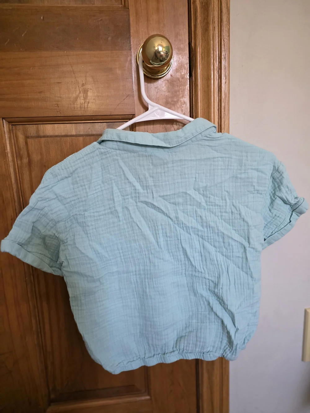 Old Navy Light Aqua Gauze Button-Front Crop Shirt